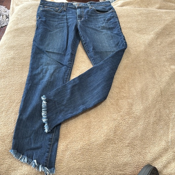 Joe's Jeans Denim - Joe's Jeans Dark Blue Cropped Fringe Denim Jeans